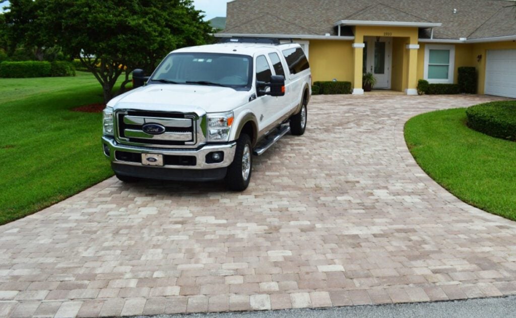 Driveway thin overlay pavers