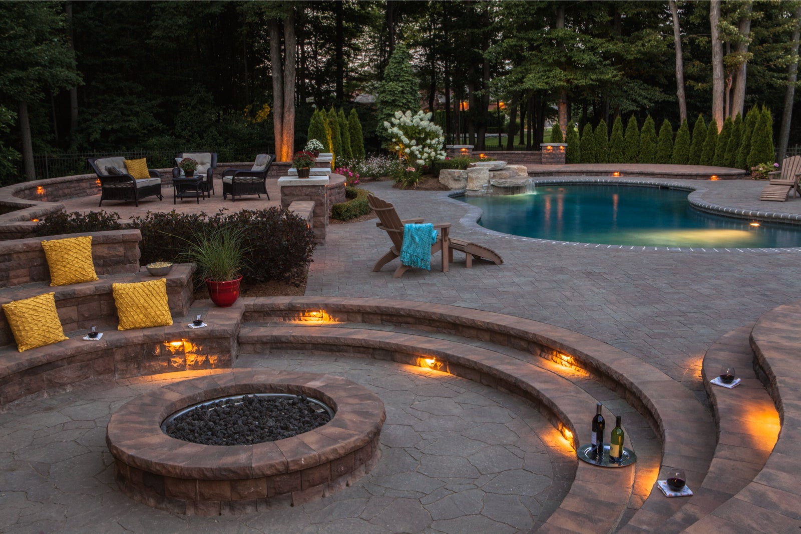 Multi-Level Fire Pit Patios Belair Wall