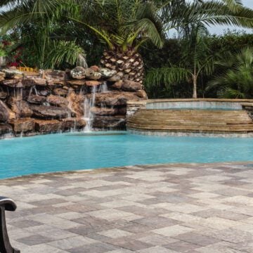 outdoor living space with pool