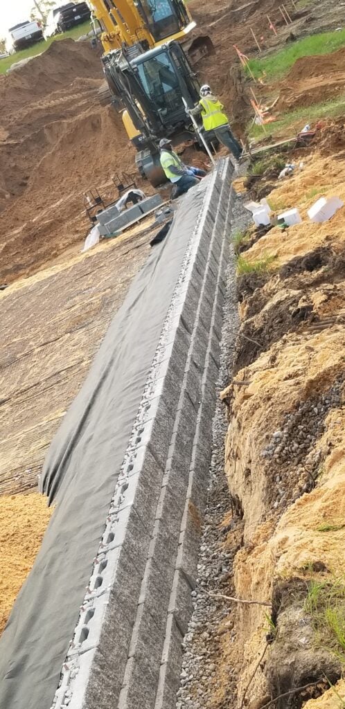 Installation Commercial Retaining Wall