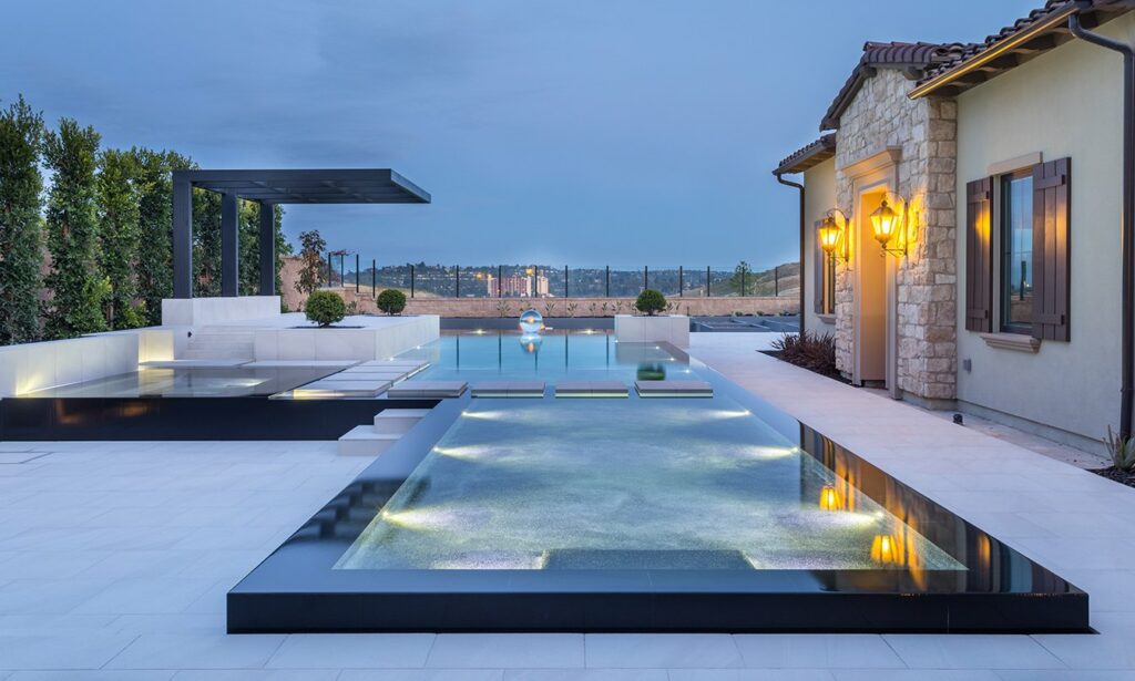 Porcelain Paver Pool Deck of Lotz Residence - Irvine, CA