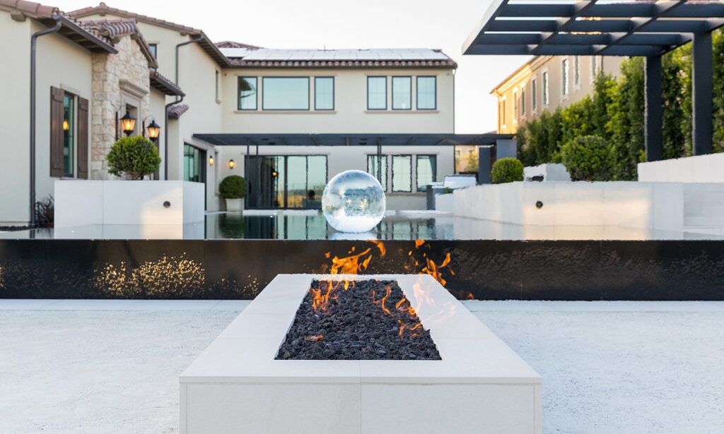Porcelain Paver Fire Element of Lotz Residence - Irvine, CA