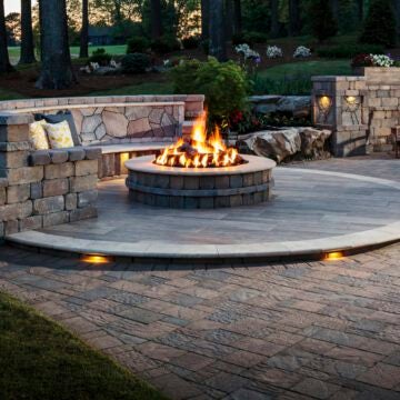 Mixed Materials Fire Pit Patio Paver Design Trends