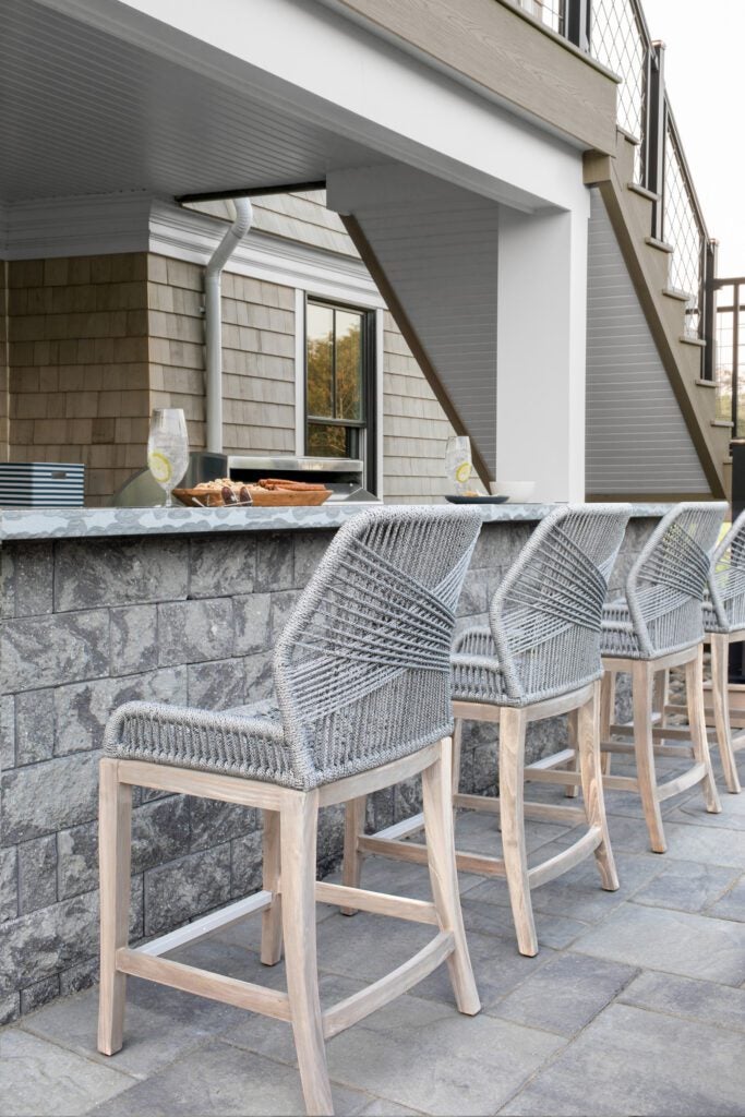 HGTV Dream Home 2021 Outdoor Spaces: rustic stone outdoor bar