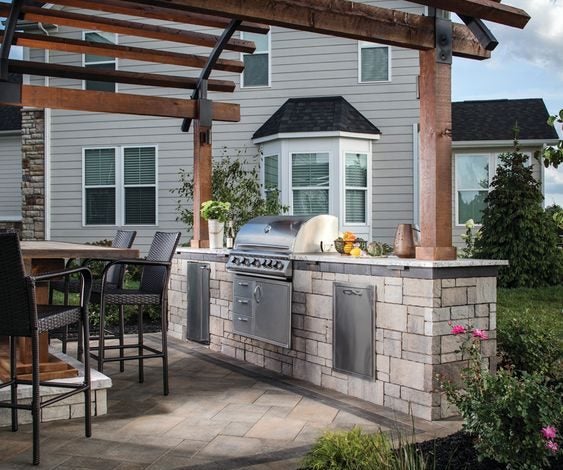 Tandem Modular Grid Outdoor Stone Kitchen Design