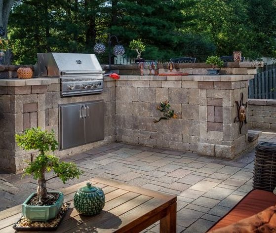 Weston Stone L-shaped Grill Stone Kitchen Outdoor