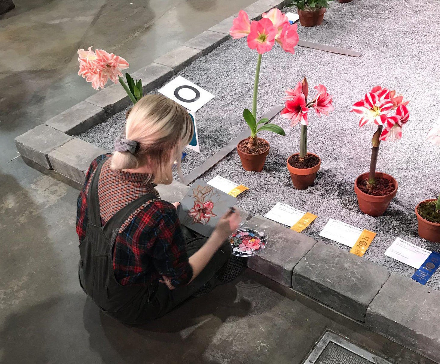 Artist and Garden Edging at Philadelphia Flower Show