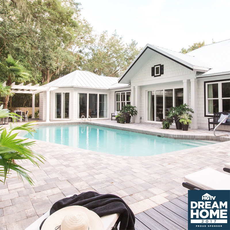 pool deck with outdoor kitchen