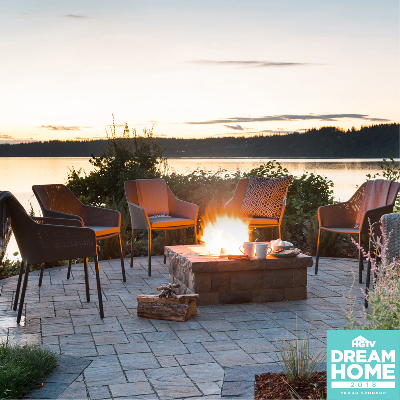 permeable paver fire pit patio