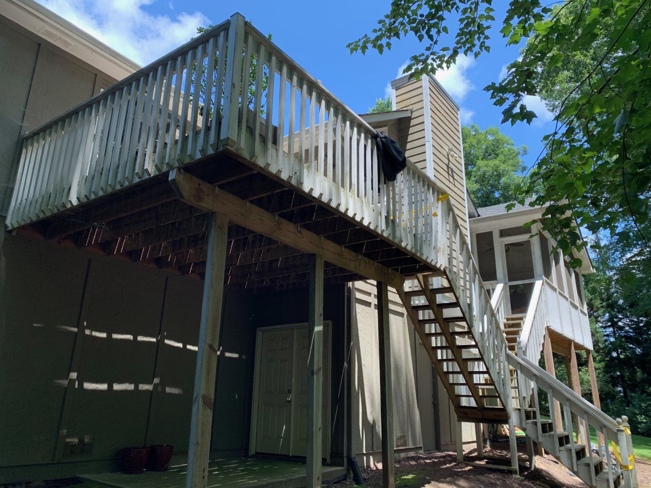 pine elevated deck remodel