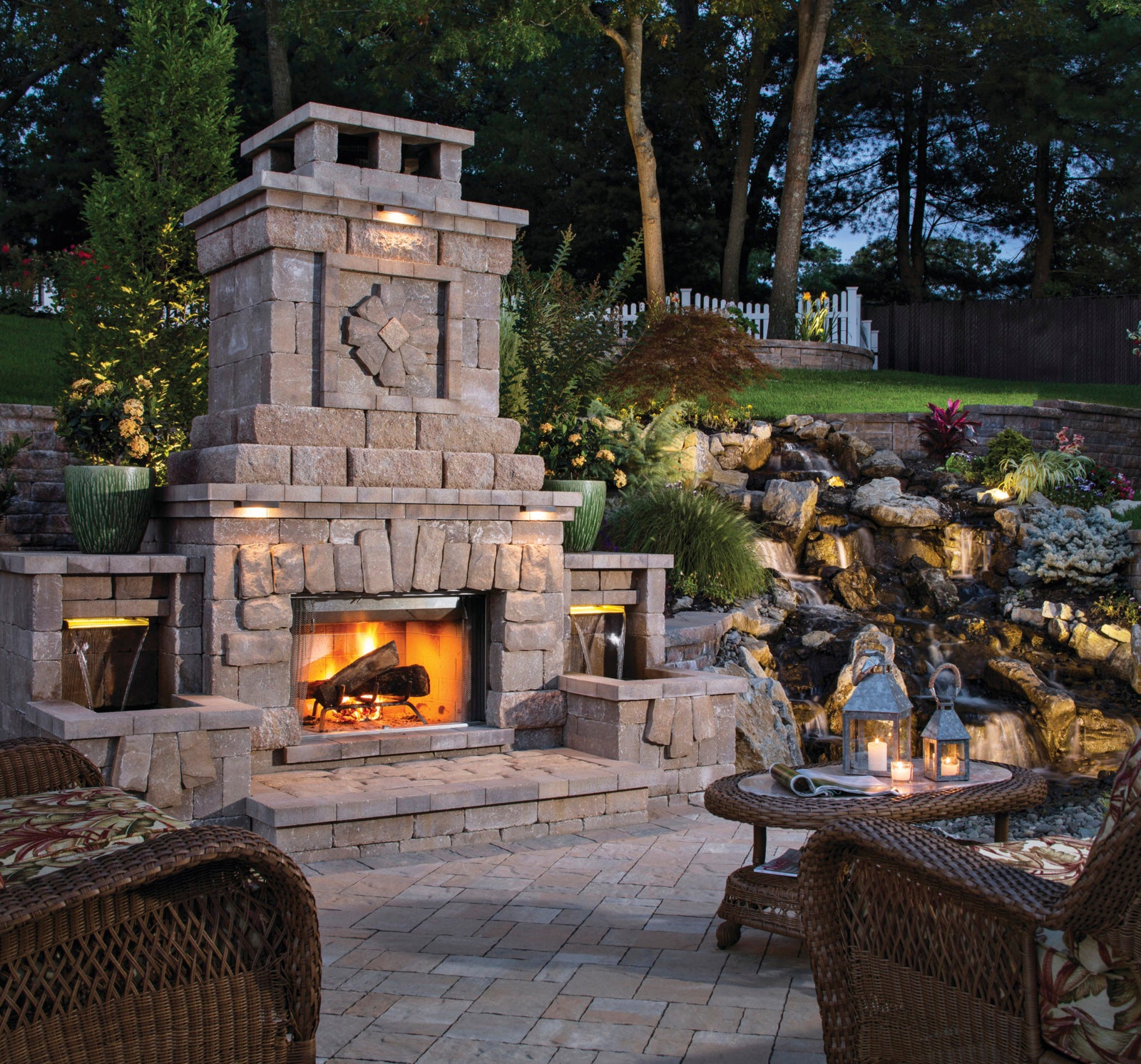 Belgard Elements™ Fireplace and Water Element