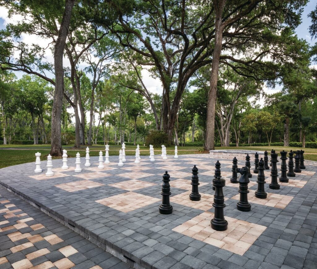 Chessboard Fire Pit Patio Custom