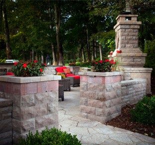 built-in paver planter hardscapes