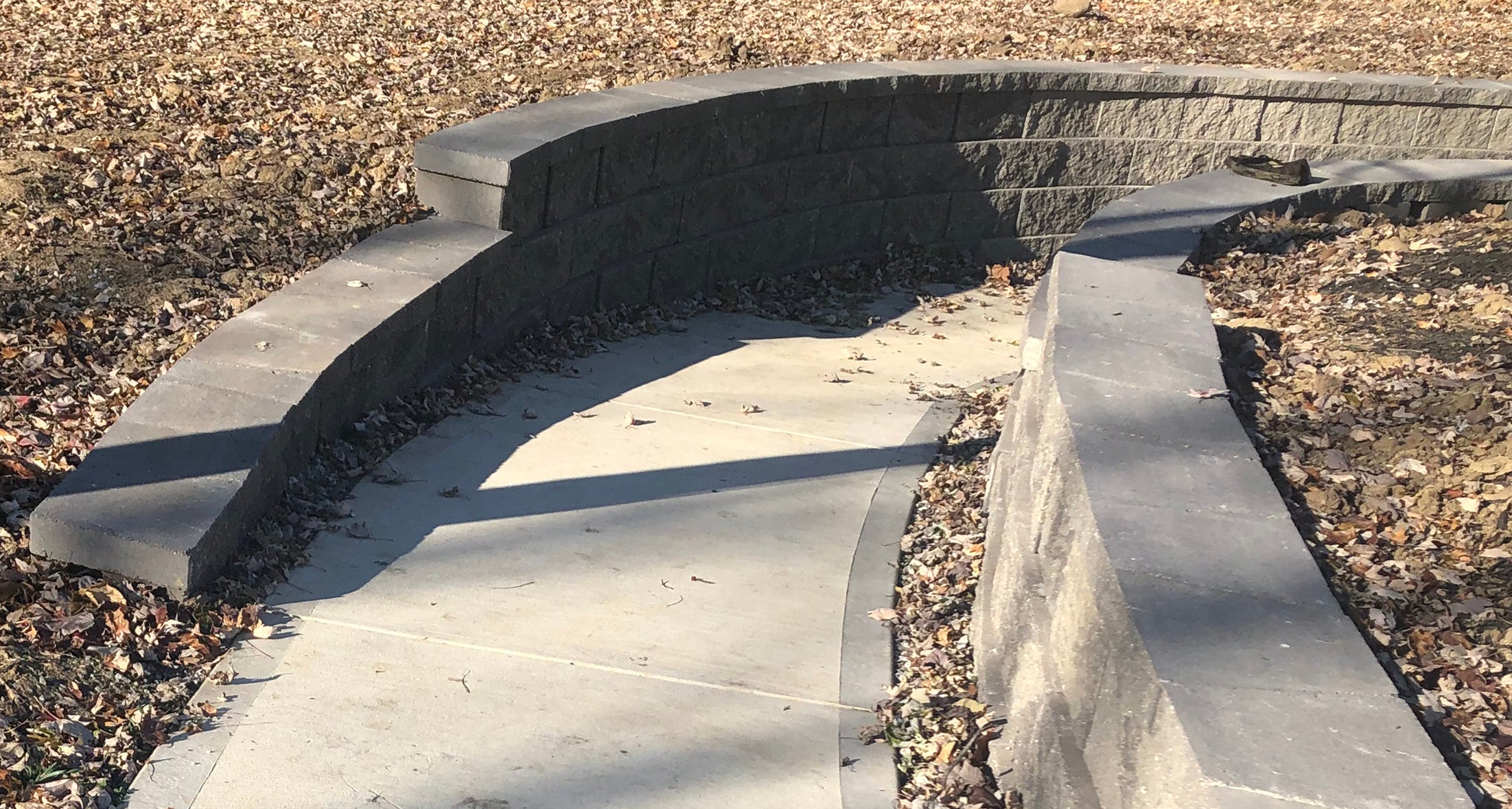 retaining wall for wheelchair walkway