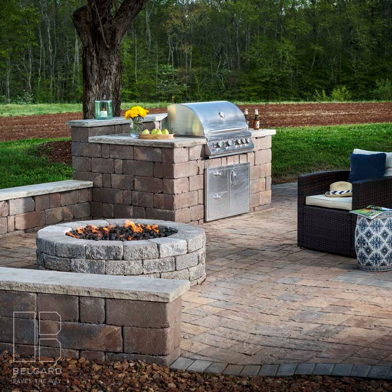 fire pit and grill island