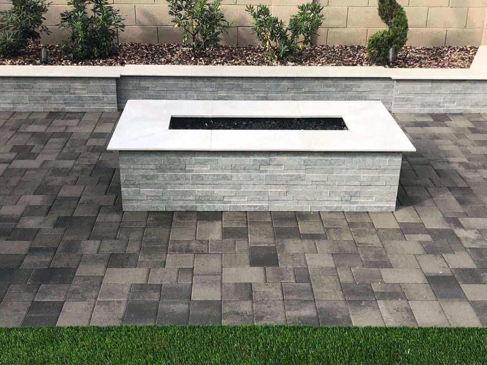 contemporary linear fire pit