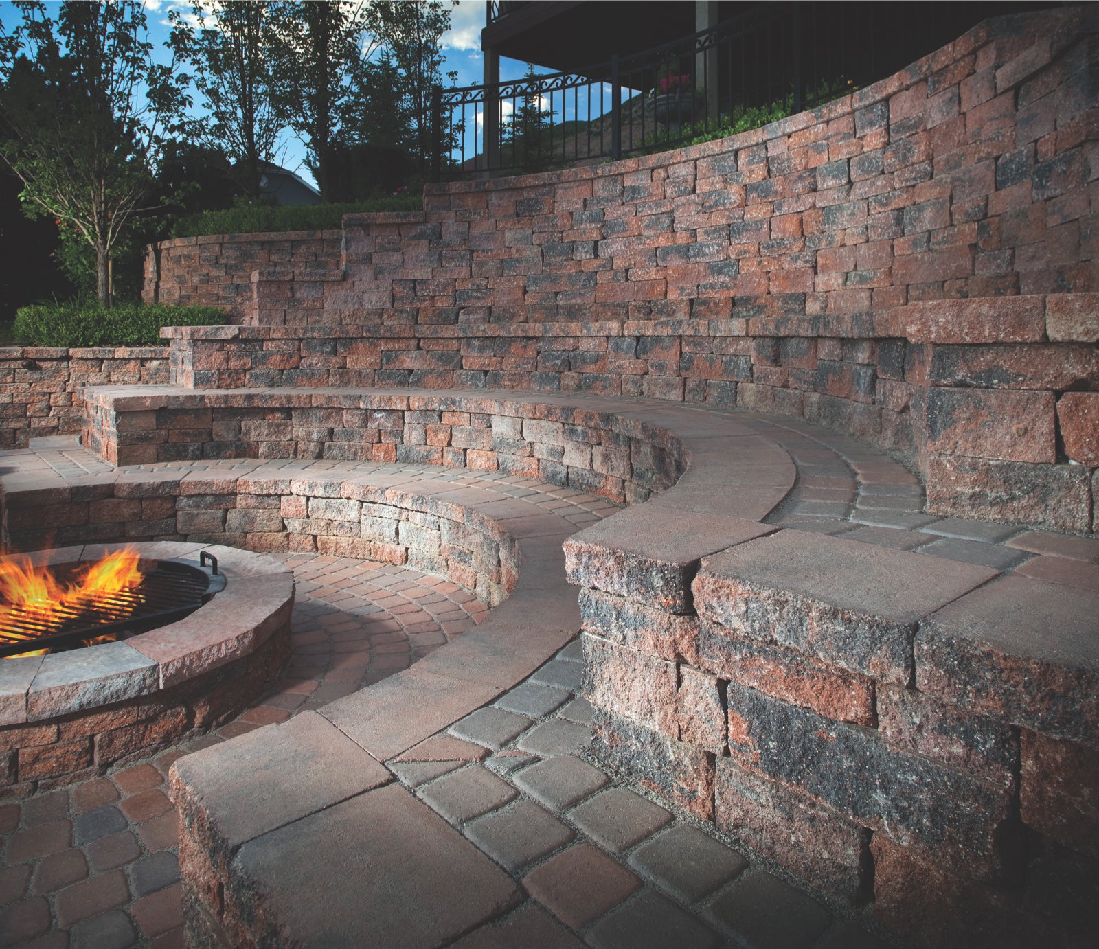 Custom Fire Pit Seating Wall Patio