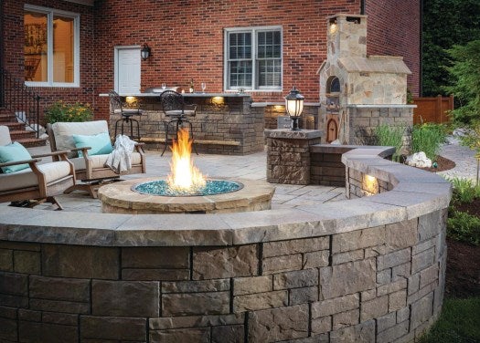 brick paver fire pit patio design ideas