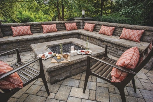 stone paver fire pit patio design ideas