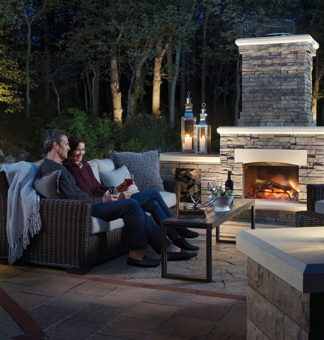 outdoor fireplace pavers