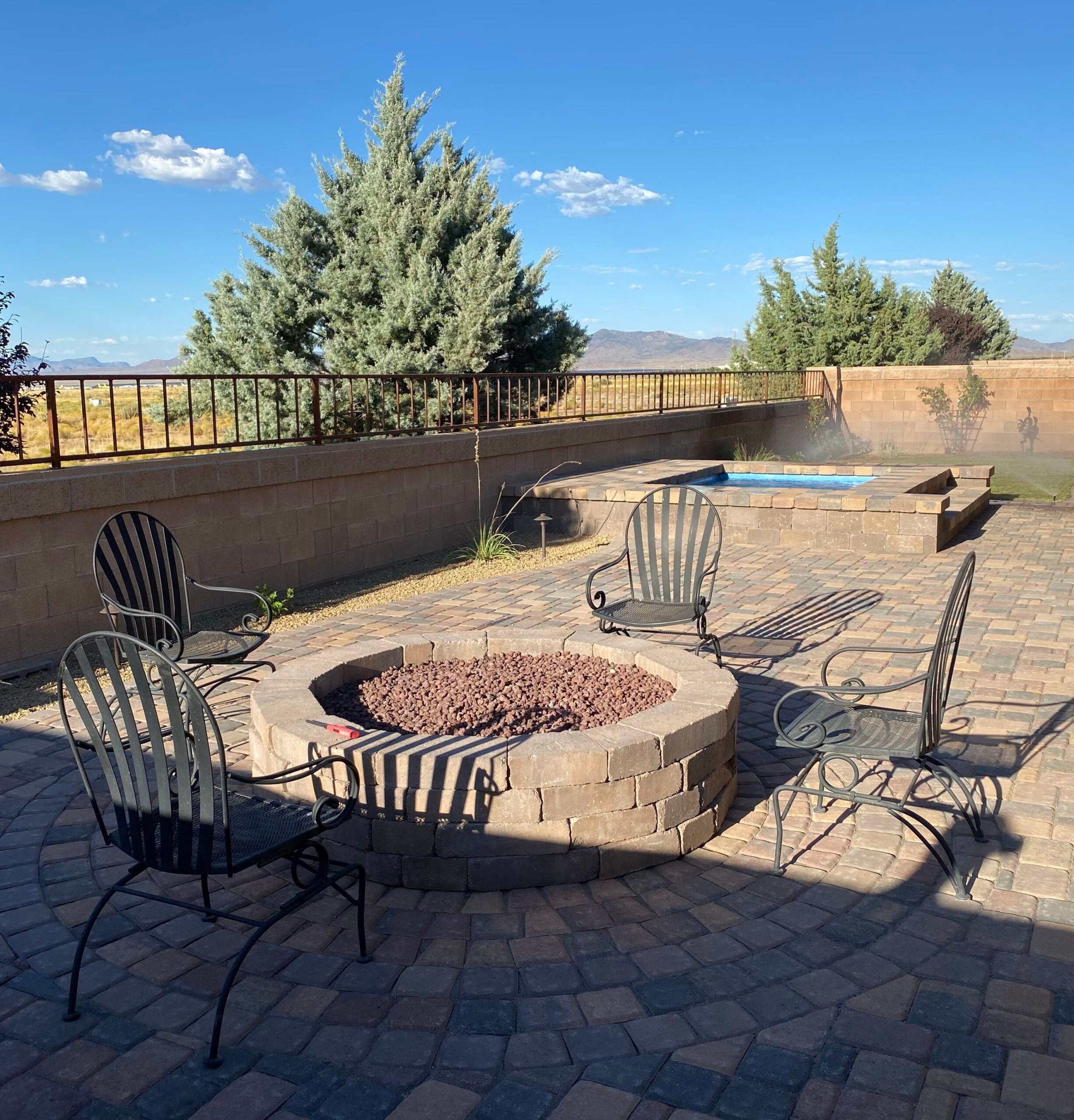 fire pit and spa patio