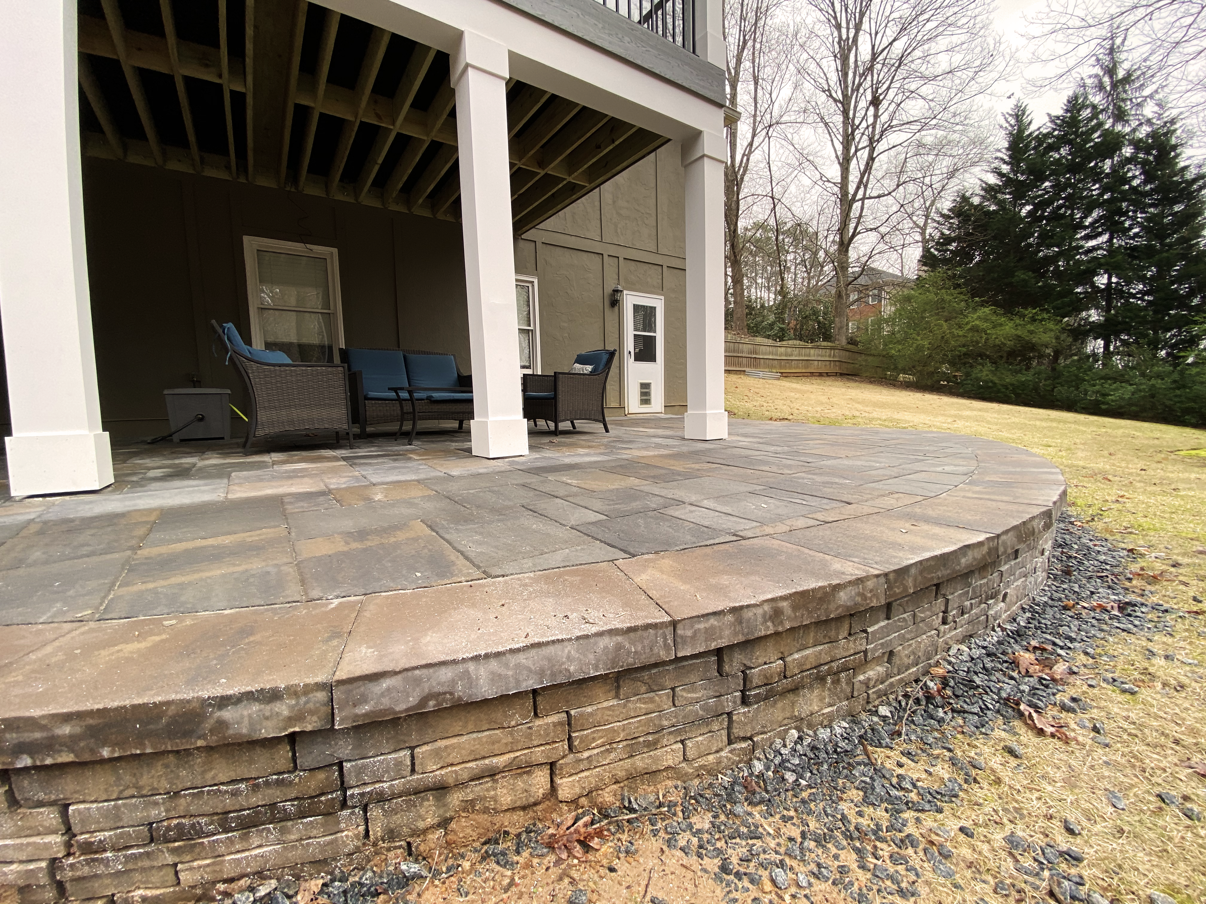 Terraced paver patio Belgard