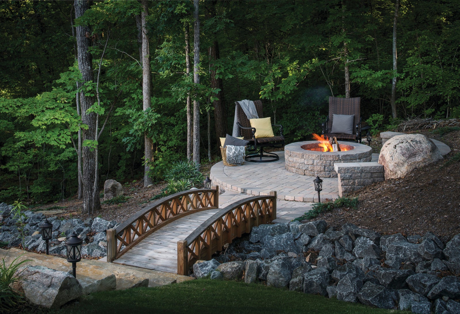 Custom Fire Pit Patio Mountainside  Retreat