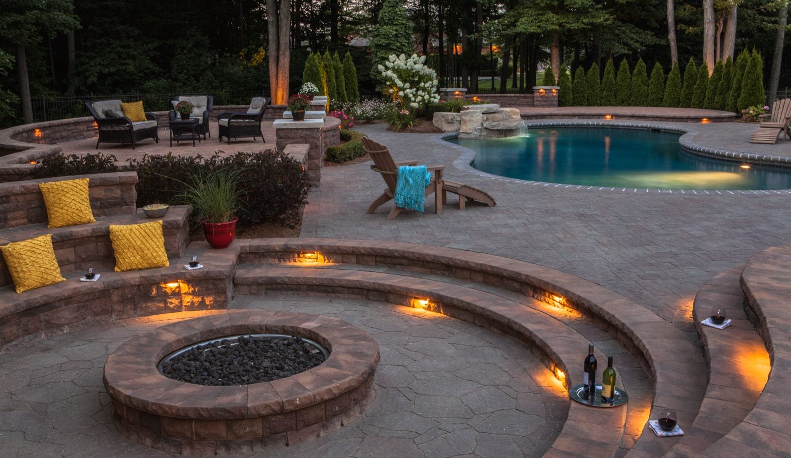 Pool and Fire Pit Patio Design Ideas