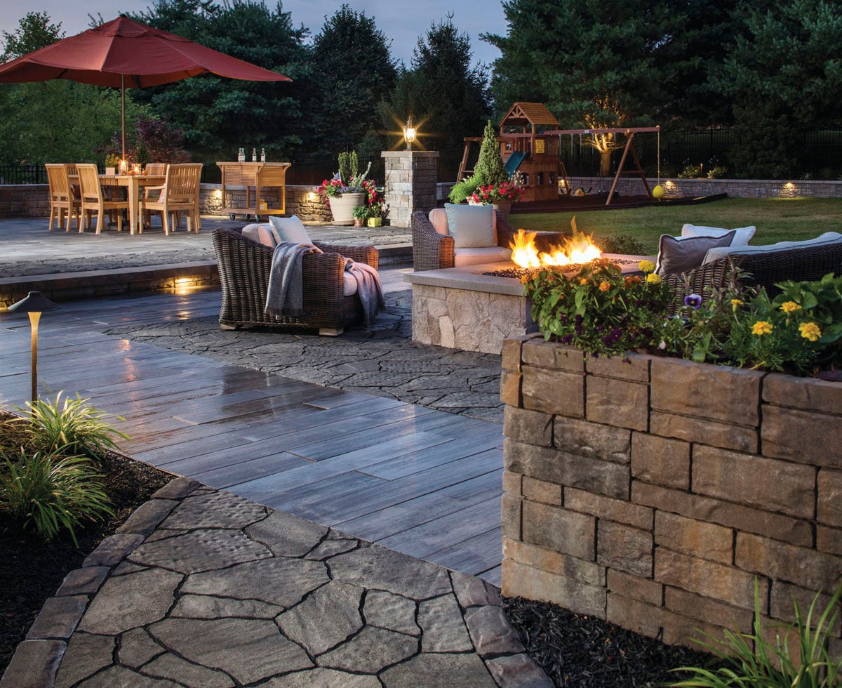 Noon Pavers (walkway) Mega-Arbel® pavers (patio)