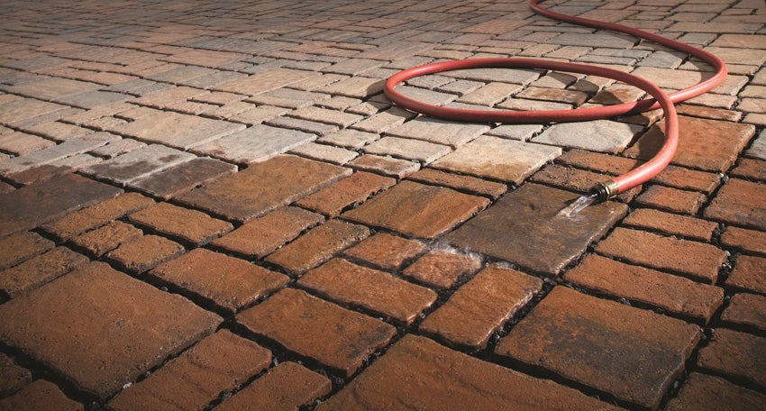 With permeable pavers, water soaks into the pavement system instead of running off.