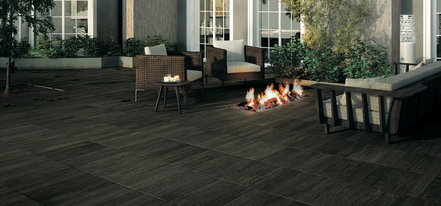 contemporary porcelain paver patio