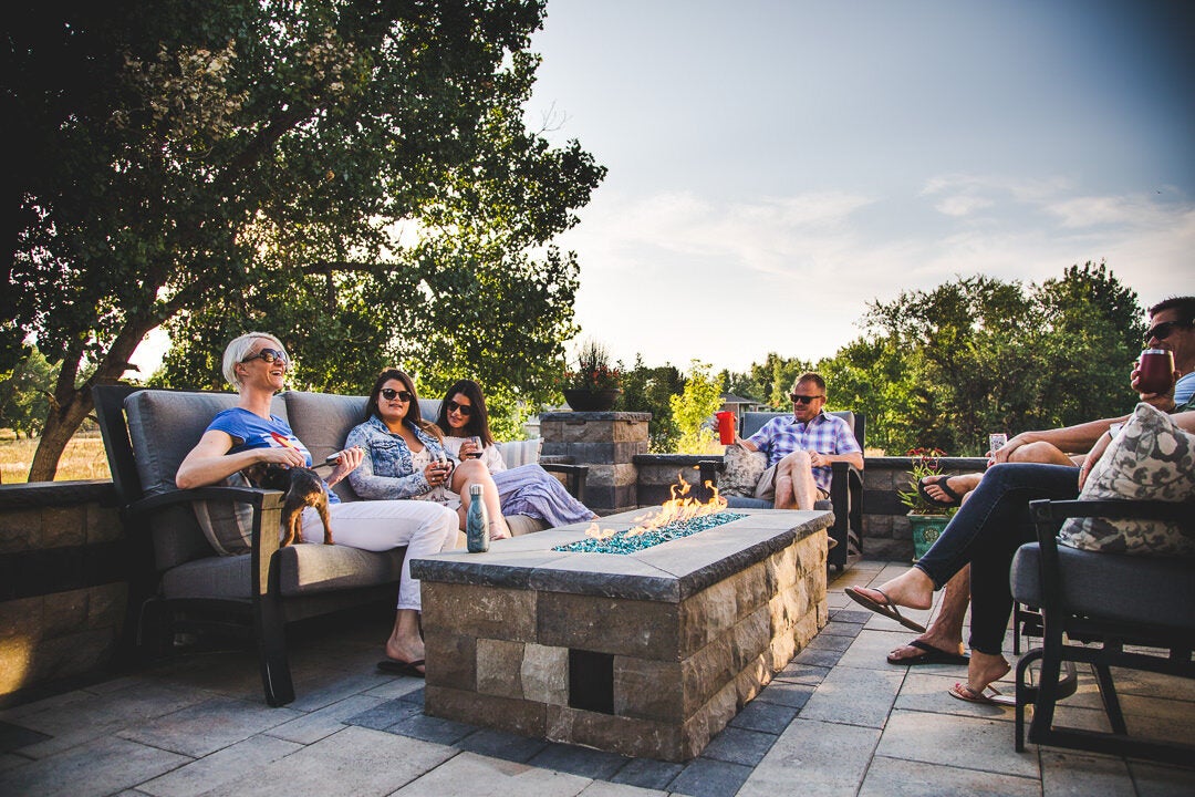 chiseled stone fire pit