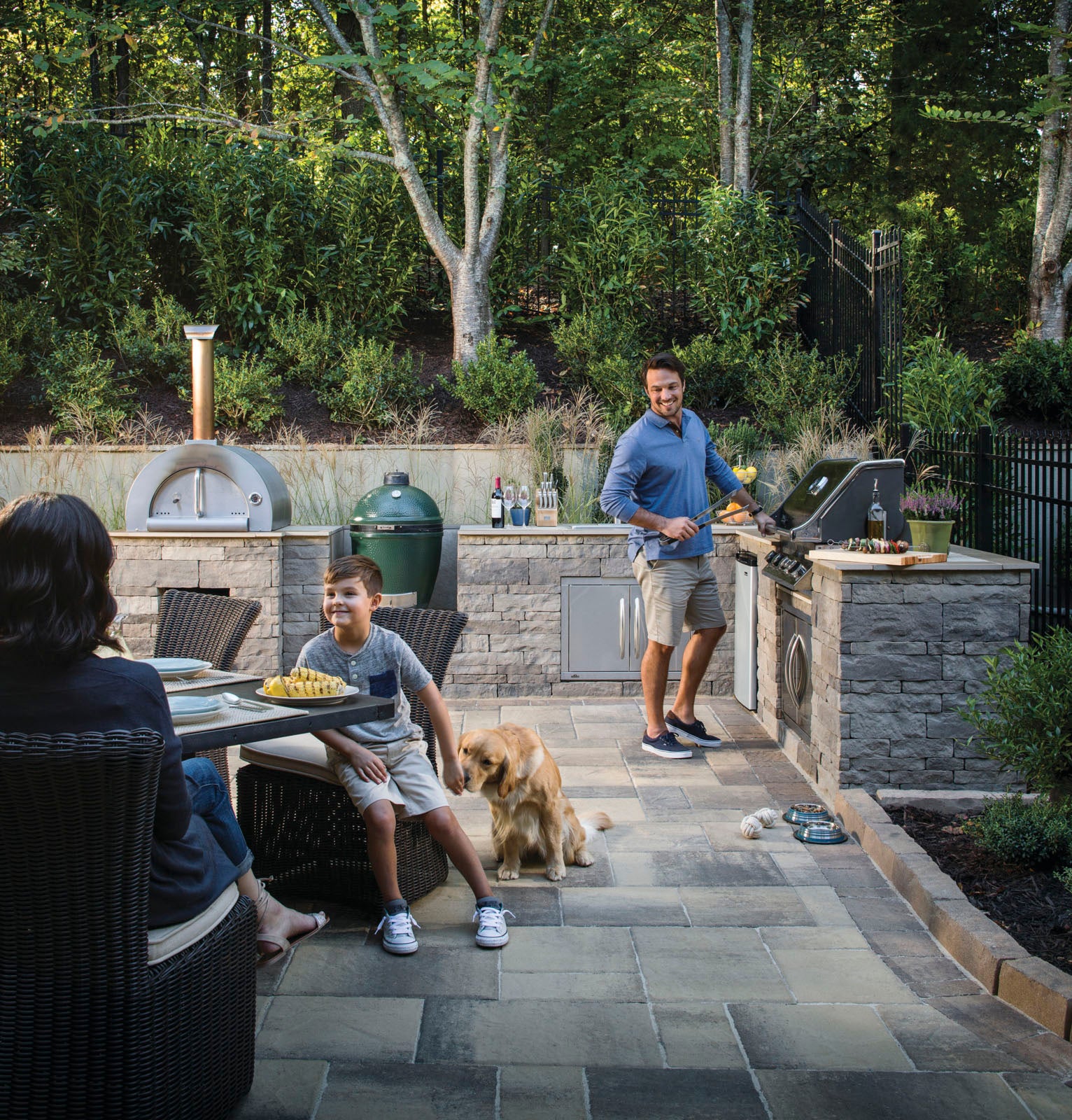 Tandem Modular Grid Outdoor Kitchen with multiple cooking surfaces