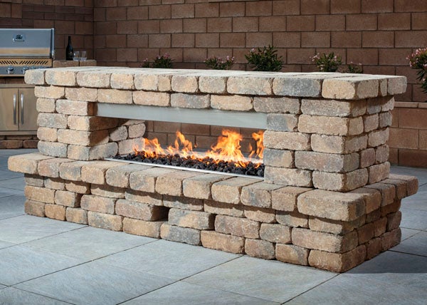 outdoor fireplace gas burner kit hardscape install 