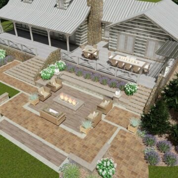 Outdoor living area design rendering