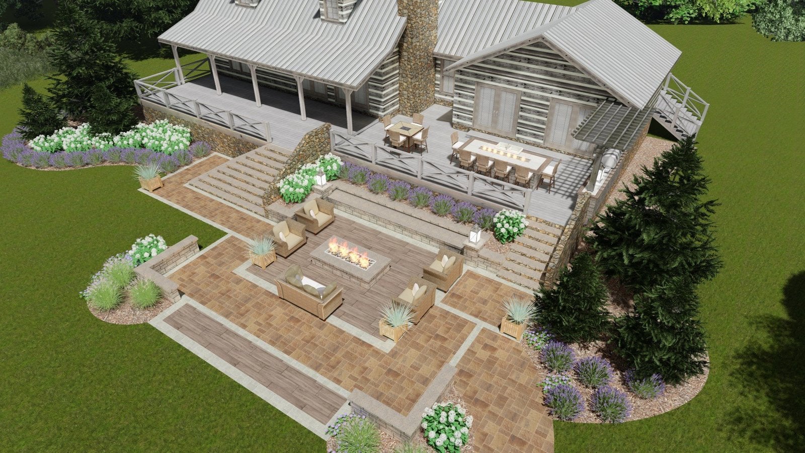 Outdoor living area design rendering