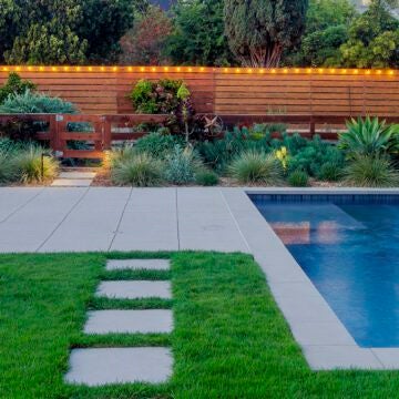 porcelain paver pathway and pool deck