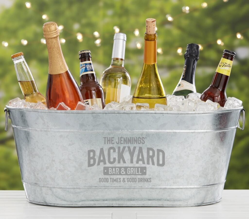 Backyard Bar & Grill Personalized Galvanized Beverage Tub