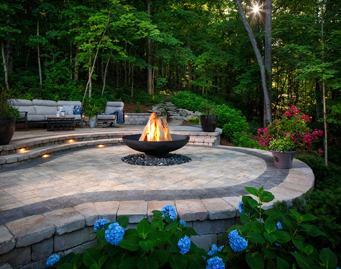 backyard interlocking paver design in greenville south carolina