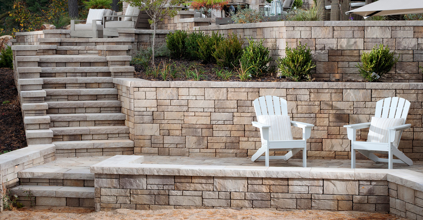 outdoor patio retaining wall installation in boston massachusetts