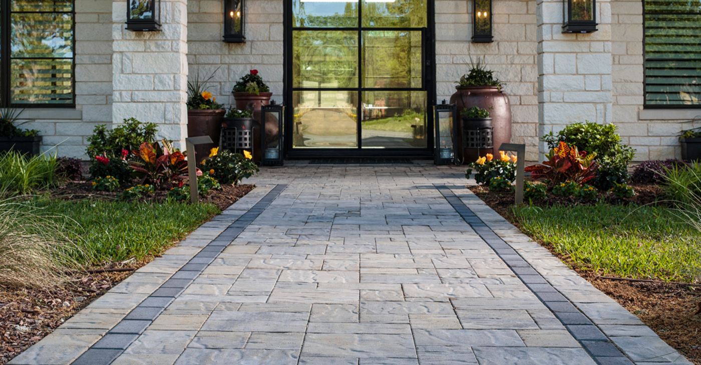 driveway and walkway stone paver installation austin texas