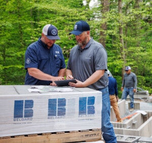 homeowners selecting outdoor living product