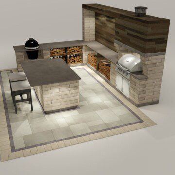 Augmented reality outdoor kitchen space
