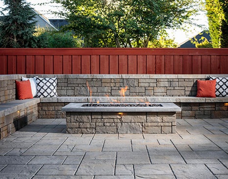 Atlanta Hardscapes with Built-In Seat Walls on Paver Patios