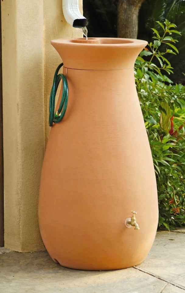 terra cotta rain barrel