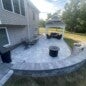 Outdoor Living Space with Pergola and Sitting Wall