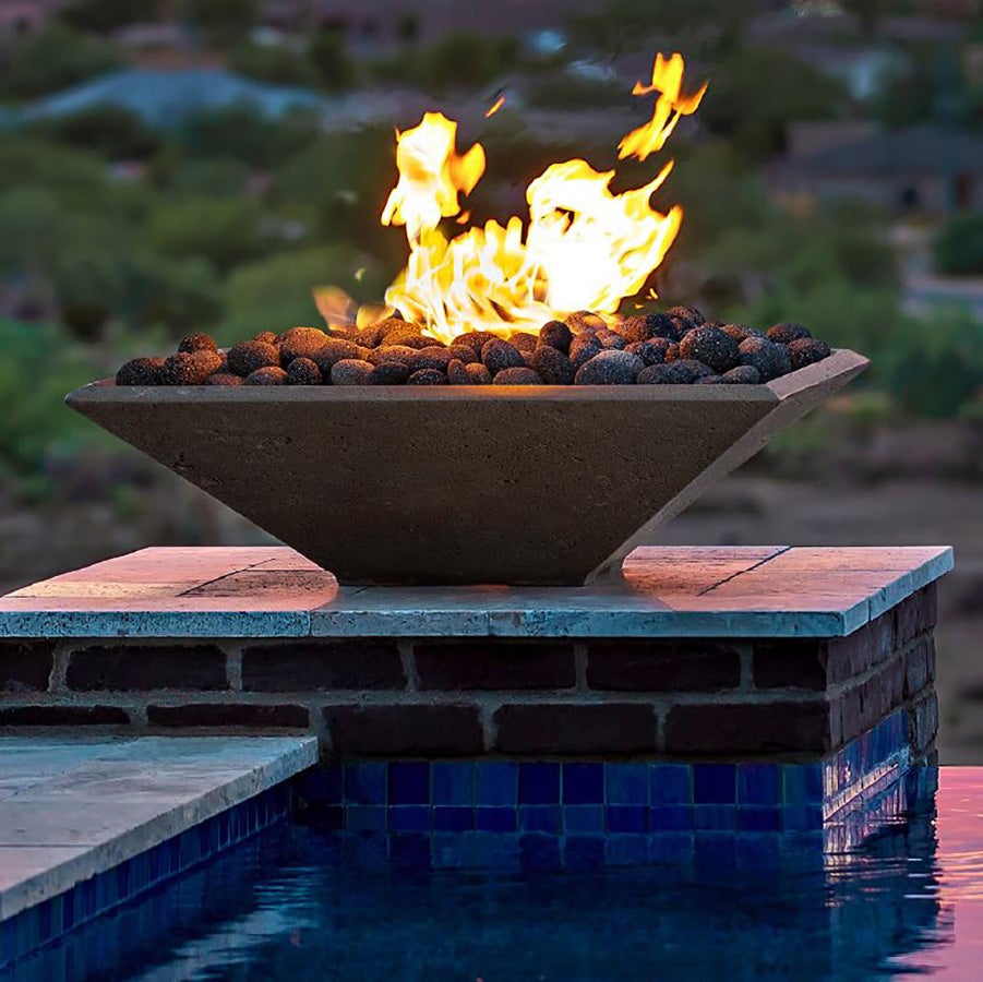 Outdoor backyard pool fire bowl