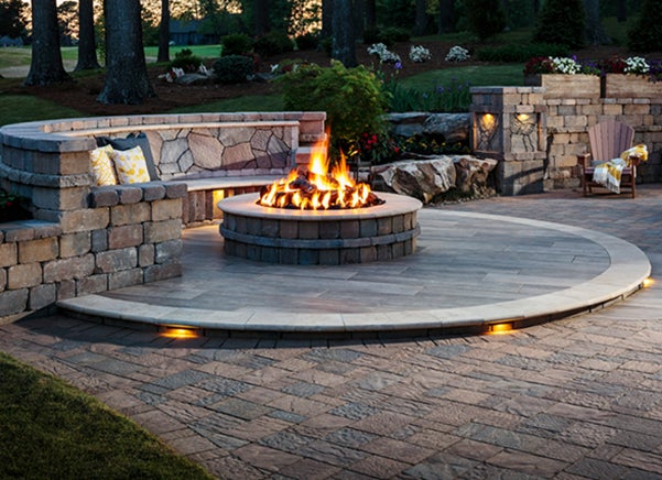 outdoor backyard stone firepit