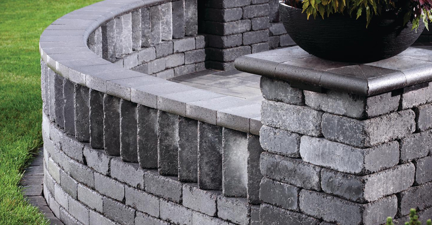 Weston Stone Wall by Belgard, available for installation in Brooklyn, Yonkers and NYC gives the look of old stone block