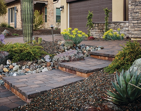 Cobble style paver stone walkway in Tucson, AZ